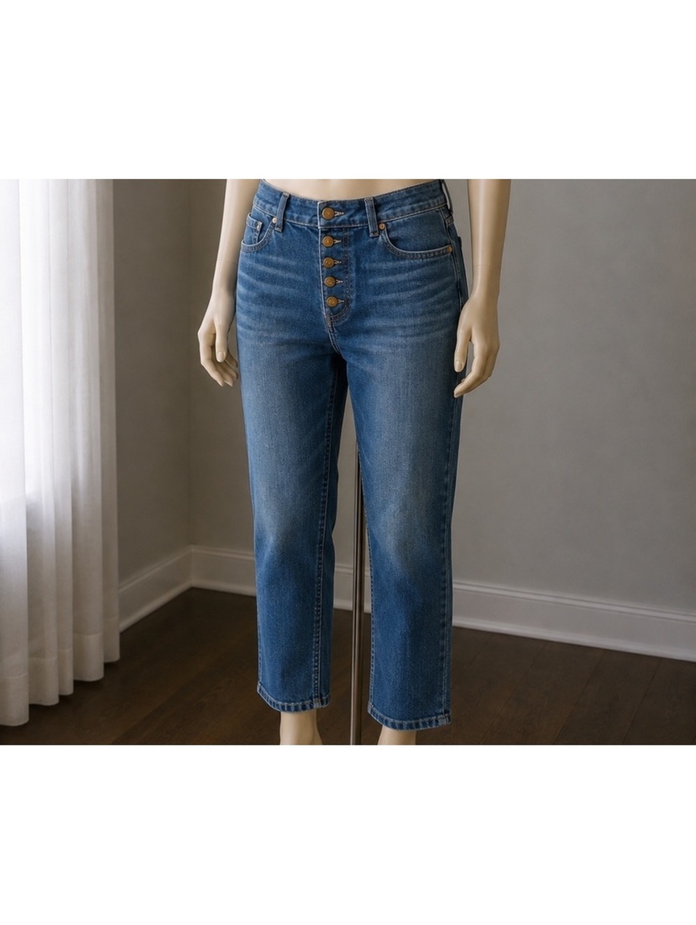 d.jeans Women’s Size 8 Blue Stretch Denim Button Fly Straight Leg Jeans